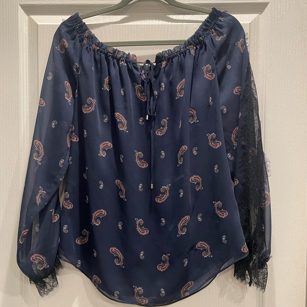 WHBM- Off-Shoulder Paisley Women's Top. medium. NWT